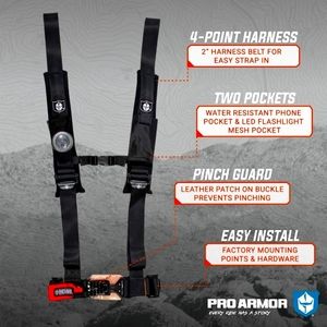 Pro Armor A114220 Black 4-Point Harness